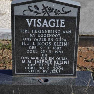VISAGIE H.J.J. 1892-1983 &amp; M.M. 1912-2004