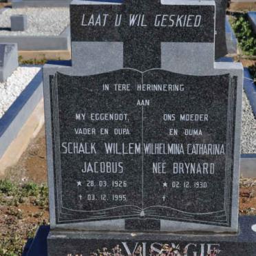 VISAGIE Schalk Willem Jacobus 1926-1995 &amp; Wilhelmina Catharina BRYNARD 1930-