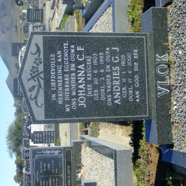 VLOK Andries G.J. 1905-2000 &amp; Johanna C.F. KRUGER 1903-1985
