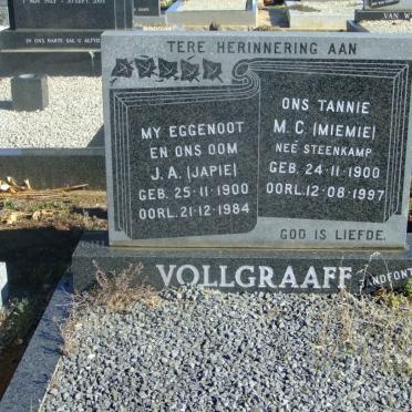 VOLLGRAAFF J.A. 1900-1984 &amp; M.C. STEENKAMP 1900-1997
