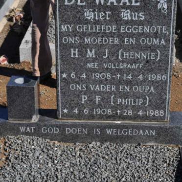 WAAL P.F., de 1908-1988 &amp; H.M.J. VOLLGRAAFF 1908-1986