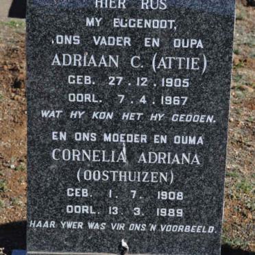 WESTHUIZEN Adriaan C., van der 1905-1967 &amp; Cornelia Adriana OOSTHUIZEN 1908-1989