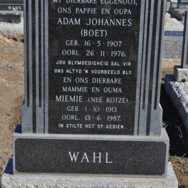 WAHL Adam Johannes 1907-1976 &amp; Miemie KOTZE 1913-1987