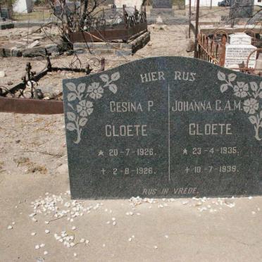 CLOETE Gesina P. 1926-1926 :: CLOETE Johanna C.A.M 1935-1939