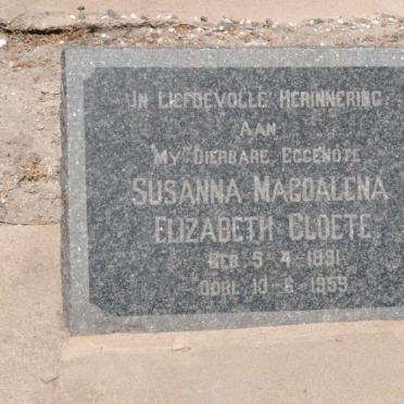 CLOETE Susanna Magdalena Elizabeth 1891-1959