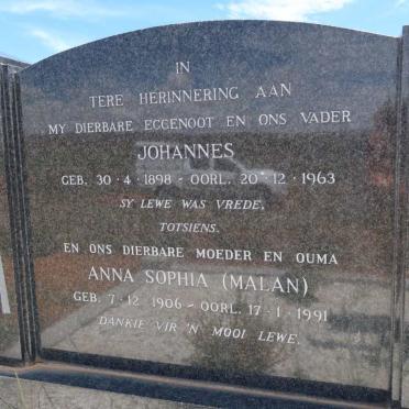 MANS Johannes 1898-1963 &amp; Anna Sophia MALAN 1906-1991