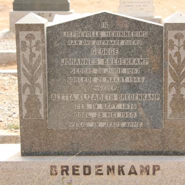 BREDENKAMP George Johannes 1867-1946 &amp; Aletta Elizabeth 1876-1950