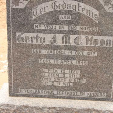 HOON Gerty J.M.C. 1912-1949