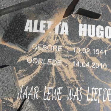 HUGO Thomas A. 1938-2011 &amp; Aletta 1941-2010