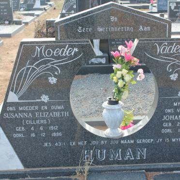 HUMAN Johannes Jurie 1914-1985 &amp; Susanna Elizabeth CILLIERS 1912-1996
