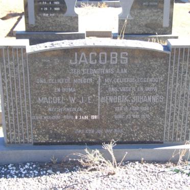 JACOBS Hendrik Johannes 1896-1972 &amp; Magdel W.J.E. VERMEULEN 1902-1981