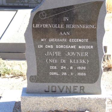 JOVNER Japie nee DE KLERK 1926-1968