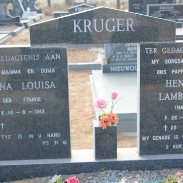 KRUGER Hendrik Lambertus 1917-1981 &amp; Anna Louisa FOURIE 1919-