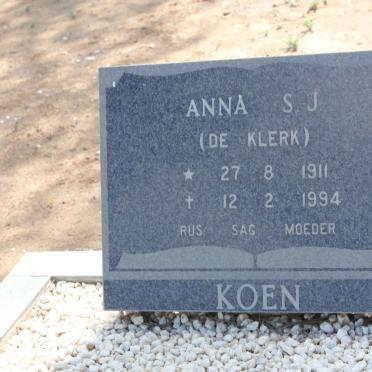 KOEN Anna S.J. nee DE KLERK 1911-1994