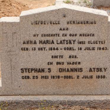 LATSKY Stephanus Johannis 1878-1950 &amp; Anna Maria CLOETE 1884-1943