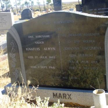 MARX Ignatuis Alwyn 1883-1968 &amp; Johanna Jacomina JOUBERT 1888-1963