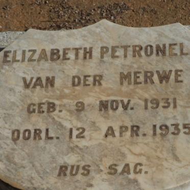 MERWE Elizabeth Petronela, van der 1931-1935