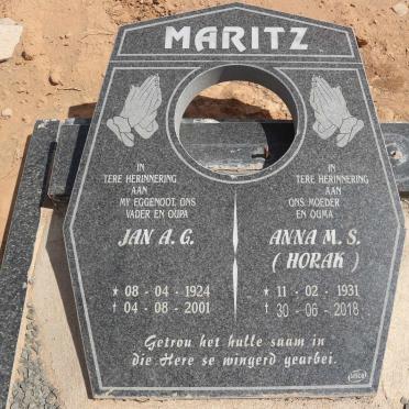 MARITZ Jan A.G. 1924-2001 &amp; Anna M.S. HORAK 1931-2018