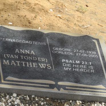 MATTHEWS Anna nee VAN TONDER 1939-2005