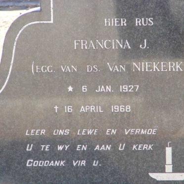 NIEKERK Francina J., van 1927-1968