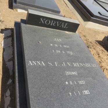 NORVAL Jan 1892-1976 &amp; Anna S.F. formerly J.V. RENSBURG nee BRINK 1897-1983