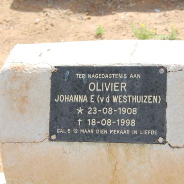 OLIVIER Johanna E. nee V.D. WESTHUIZEN 1908-1998