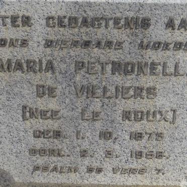 VILLIERS Maria Petronella, de nee LE ROUX 1875-1958