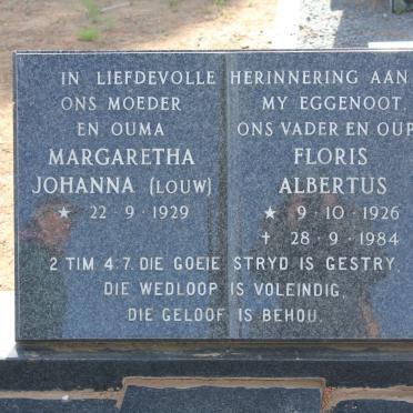 VERMEULEN Floris Albertus 1926-1984 &amp; Margaretha Johanna LOUW 1929-