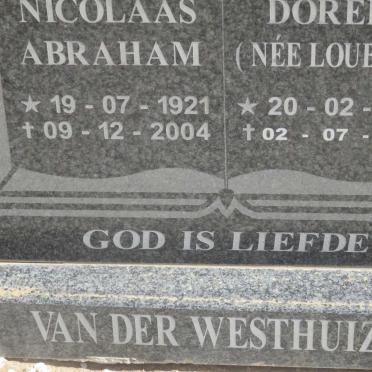 WESTHUIZEN Nicolaas Abraham, van der 1921-2004 &amp; Doreen LOUBSER 1930-2015