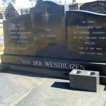 WESTHUIZEN Willie, van der 1890-1964 &amp; Martha Jacoba SNYMAN 1899-1994