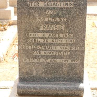 WESTHUIZEN Fransie, v.d.1920-1941