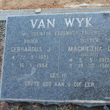 WYK Gerhardus J., van 1901-1994 &amp; Magrietha L. JACOBS 1912-1981