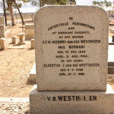 WESTHUIZEN Albertus J., van der 1888-1969 &amp; Z.P.M. BORMAN 1890-1944
