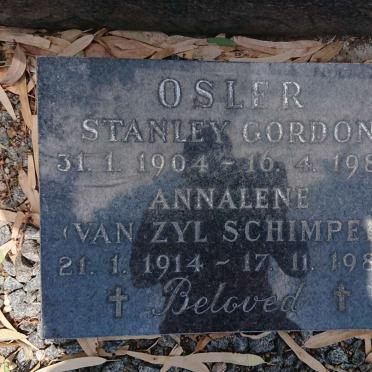 OSLER Stanley Gordon 1904-1980 &amp; Annalene VAN ZYL-SCHIMPER 1914-1987