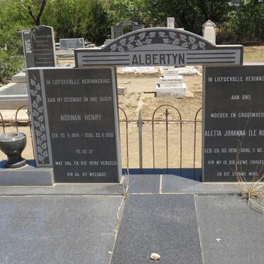 ALBERTYN Norman Henry 1884-1968 &amp; Aletta Johanna LE ROUX 1896-1979