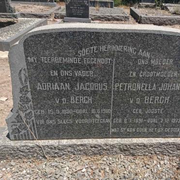 BERGH Adriaan Jacobus, v.d. 1890-1960 &amp; Petronella Johanna JOOSTE 1891-1973