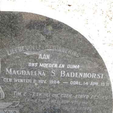 BADENHORST Pieter G. 1898-1956 &amp; Magdalena S. VENTER 1904-1971