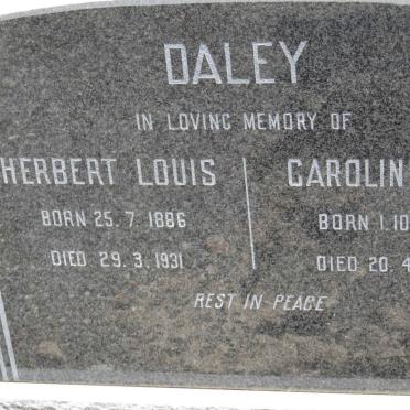 DALEY Herbert Louis 1886-1931 &amp; Caroline Ann 1878-1970
