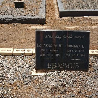 ERASMUS Lourens de W. 1920-1973 &amp; Johanna E. 1923-1970