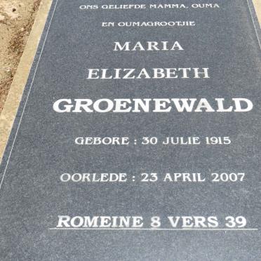 GROENEWALD Maria Elizabeth 1915-2007