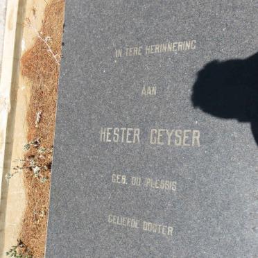 GEYSER Hester nee DU PLESSIS 1903-1974