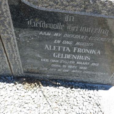 GELDENHUIS Albertus Hendrik Stephanus 1904-1996 &amp; Aletta Fronika VAN ZYL 1912-1951 
