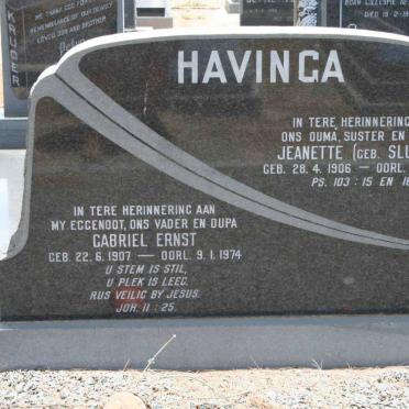 HAVINGA Gabriel Ernst 1907-1974 &amp; Jeanette SLUITER 1906-1995