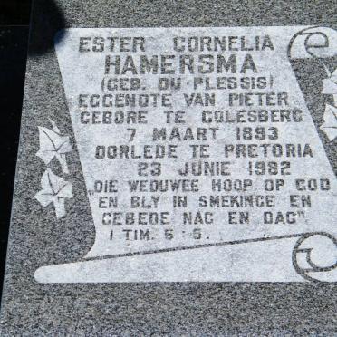 HAMERSMA Ester Cornelia nee DU PLESSIS 1893-1982