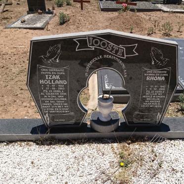 JOOSTE Izak Holland 1932-2003 &amp; Rhona 1942-2008