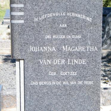 LINDE Johanna Magaretha, van der nee COETZEE