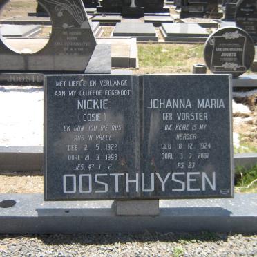 OOSTHUYSEN Nickie 1922-1998 &amp; Johanna Maria VORSTER 1924-2007