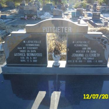 POTGIETER Andries Bernardus 1917-1982 &amp; Johanna Elizabeth PRETORIUS 1918-1999