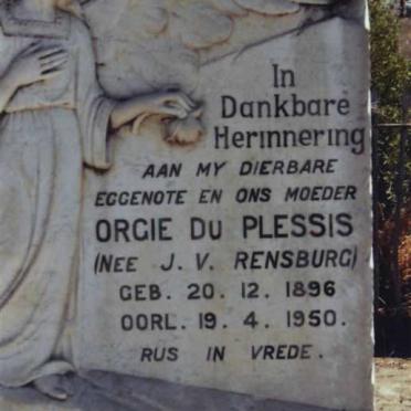 PLESSIS Orgie, du nee J.V. RENSBURG 1896-1950