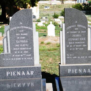 PIENAAR Jacobus Stephanus Kock -1964 &amp; Elfrida CLOETE -1988